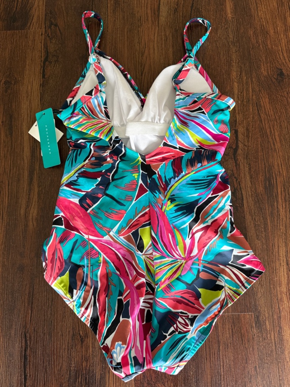 Womens One-Piece Swimsuit – Multicolor Tropical Print - Picture 2 of 3